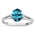 thumbnail image 1 of Star K � Oval 8x6 Genuine Blue Topaz Split Shank Three Stone Engagement Promise Ring, 1 of 9