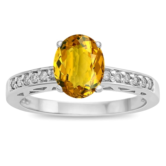 Star K � Oval 8x6 Genuine Citrine Channel Set Engagement Promise Ring