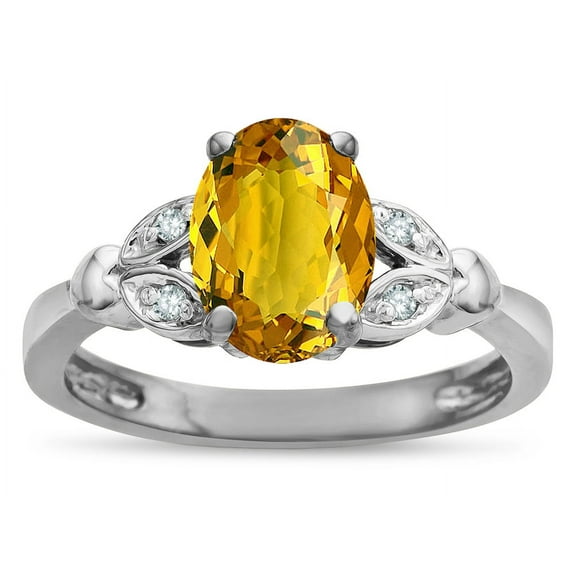 Star K � Oval 8x6 Genuine Citrine Marquee Design Engagement Promise Ring