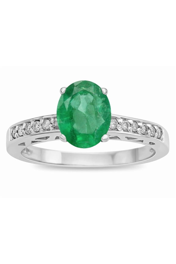 � Oval 8x6 Genuine Emerald Channel Set Engagement Promise Ring