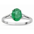 thumbnail image 1 of Star K � Oval 8x6 Genuine Emerald Split Shank Three Stone Engagement Promise Ring, 1 of 9