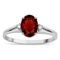 thumbnail image 1 of Star K � Oval 8x6 Genuine Garnet Split Shank Three Stone Engagement Promise Ring, 1 of 9
