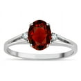 thumbnail image 1 of Star K � Oval 8x6 Genuine Garnet Split Shank Three Stone Engagement Promise Ring, 1 of 9