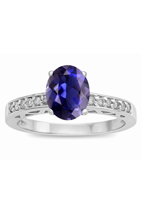 � Oval 8x6 Genuine Iolite Channel Set Engagement Promise Ring