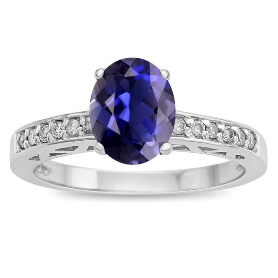 Star K � Oval 8x6 Genuine Iolite Channel Set Engagement Promise Ring