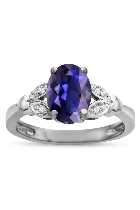 � Oval 8x6 Genuine Iolite Marquee Design Engagement Promise Ring