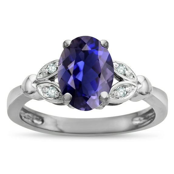 Star K � Oval 8x6 Genuine Iolite Marquee Design Engagement Promise Ring