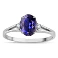 thumbnail image 1 of Star K � Oval 8x6 Genuine Iolite Split Shank Three Stone Engagement Promise Ring, 1 of 9