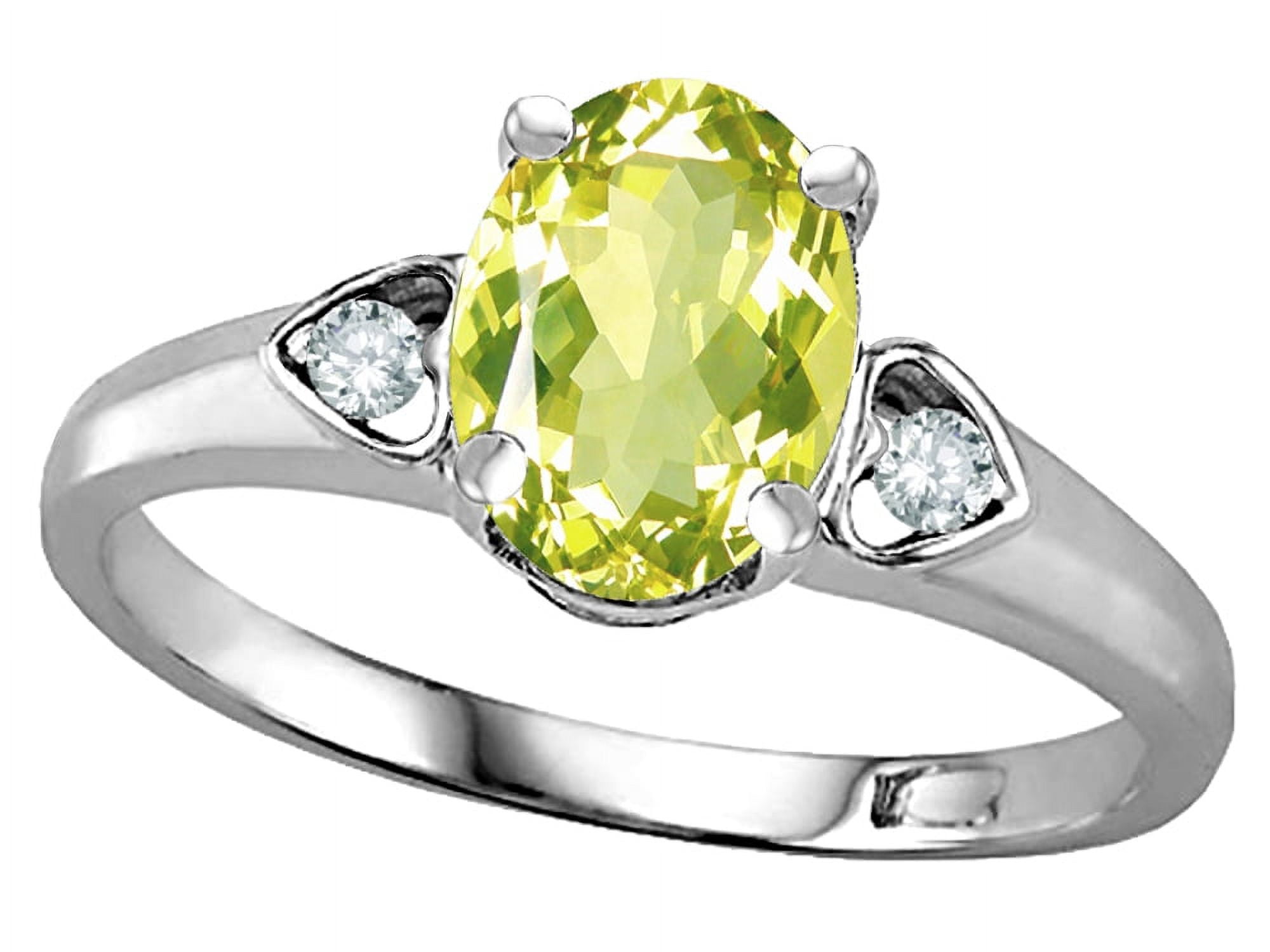 Star K   Oval 8x6 Genuine Lemon Quartz Love Promise Ring