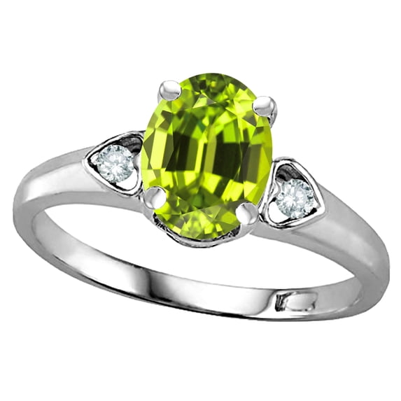 Star K � Oval 8x6 Genuine Peridot Love Promise Ring