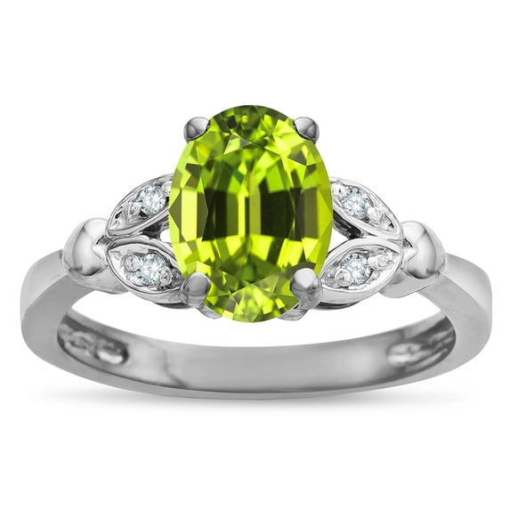 Star K � Oval 8x6 Genuine Peridot Marquee Design Engagement Promise Ring