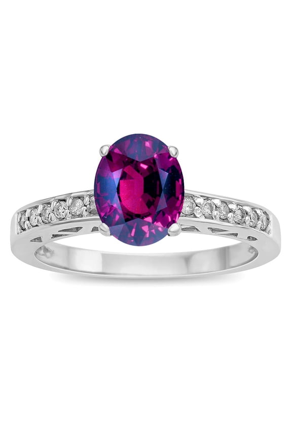 � Oval 8x6 Genuine Rhodolite Channel Set Engagement Promise Ring