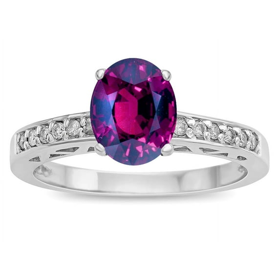Star K � Oval 8x6 Genuine Rhodolite Channel Set Engagement Promise Ring