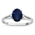 thumbnail image 1 of Star K � Oval 8x6 Genuine Sapphire Split Shank Three Stone Engagement Promise Ring, 1 of 9