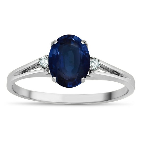 Star K � Oval 8x6 Genuine Sapphire Split Shank Three Stone Engagement Promise Ring