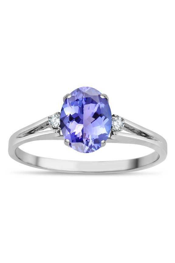 � Oval 8x6 Genuine Tanzanite Split Shank Three Stone Engagement Promise Ring