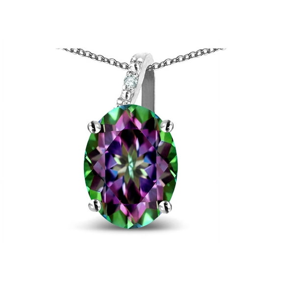 Star K� Oval 8x6 Rainbow Mystic Topaz Journey Pendant Necklace