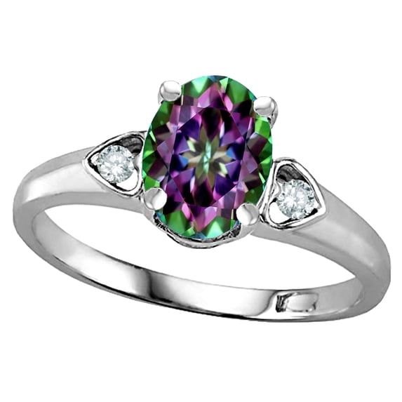 Star K � Oval 8x6 Rainbow Mystic Topaz Love Promise Ring