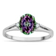 thumbnail image 1 of Star K � Oval 8x6 Rainbow Mystic Topaz Split Shank Three Stone Engagement Promise Ring, 1 of 9