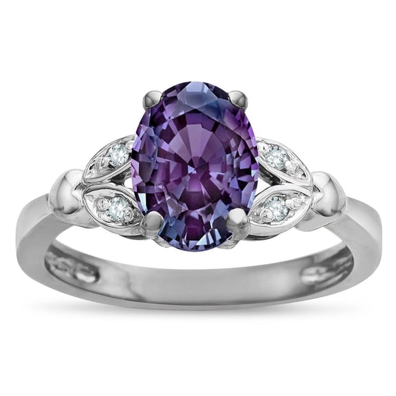 Star K � Oval 8x6 Simulated Alexandrite Marquee Design Engagement Promise Ring