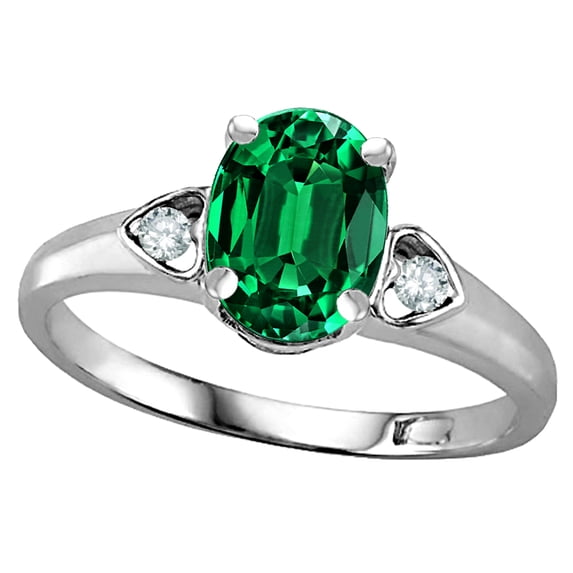 Star K � Oval 8x6 Simulated Emerald Love Promise Ring