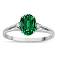 thumbnail image 1 of Star K � Oval 8x6 Simulated Emerald Split Shank Three Stone Engagement Promise Ring, 1 of 9