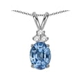 thumbnail image 1 of Star K� Oval 8x6 mm Simulated Aquamarine Rabbit Ear Pendant Necklace, 1 of 7