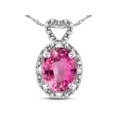 thumbnail image 1 of Star K � Oval 8x6mm Created Pink Sapphire Vintage Antique Look Heart Pendant Necklace, 1 of 9