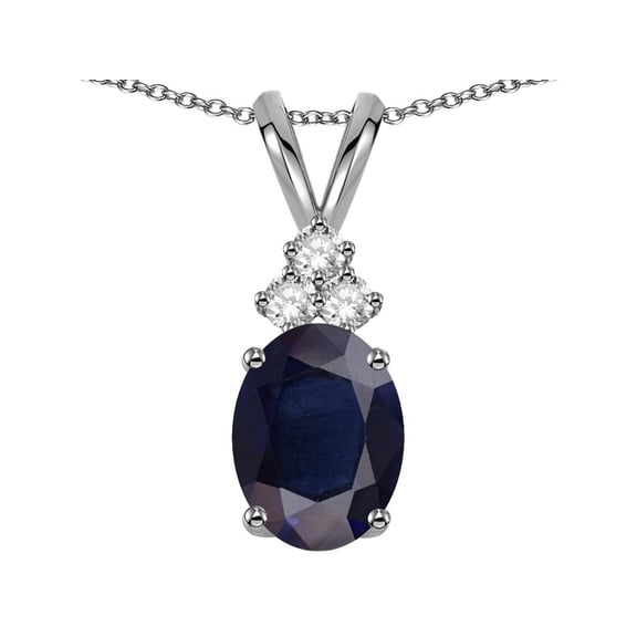 Star K� Oval 8x6mm Genuine Dark Sapphire Rabbit Ear Pendant Necklace