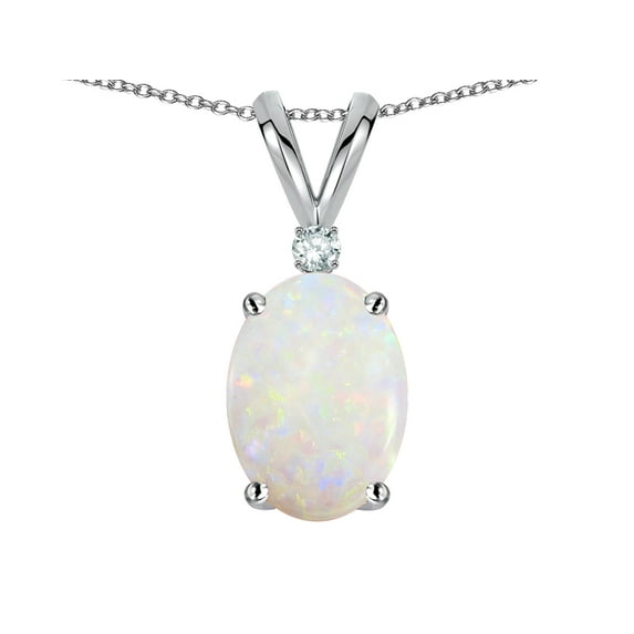 Star K� Oval 8x6mm Genuine Opal Rabbit Ear Pendant Necklace