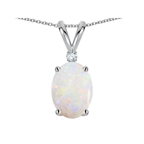 Star K� Oval 8x6mm Genuine Opal Rabbit Ear Pendant Necklace