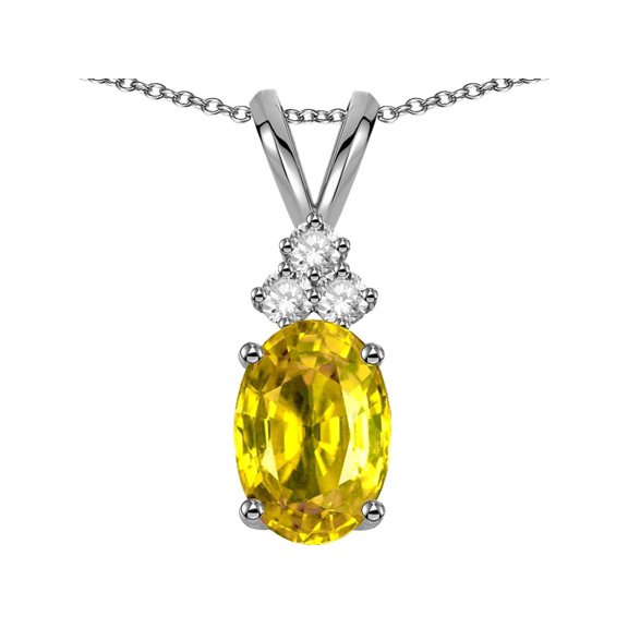 Star K� Oval 8x6mm Genuine Yellow Orange Sapphire Rabbit Ear Pendant Necklace