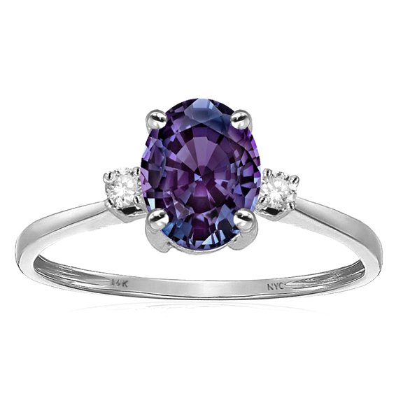 Star K� Oval 8x6mm Simulated Alexandrite Engagement Promise Ring