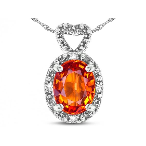 Star K � Oval 8x6mm Simulated Orange Mexican Fire Opal Vintage Antique Look Heart Pendant Necklace