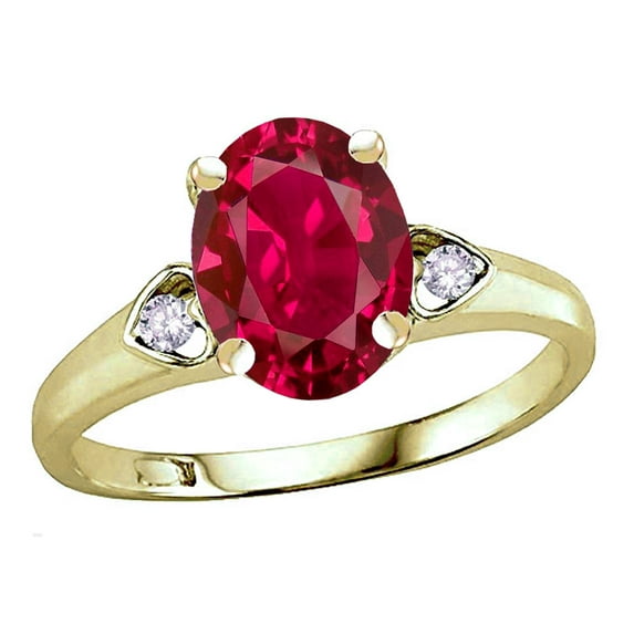 Star K� Oval 9x7 Created Ruby Three 3 Stone Heart Engagement Promise Wedding Ring
