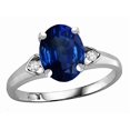 thumbnail image 1 of Star K� Oval 9x7 Created Sapphire Three 3 Stone Heart Engagement Promise Wedding Ring, 1 of 8