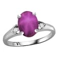 thumbnail image 1 of Star K� Oval 9x7 Created Star Ruby Three 3 Stone Heart Engagement Promise Wedding Ring, 1 of 8