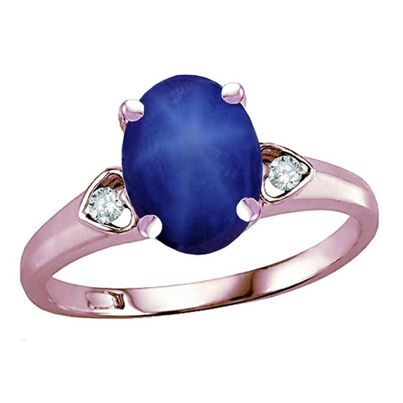 Star K� Oval 9x7 Created Star Sapphire Three 3 Stone Heart Engagement Promise Wedding Ring