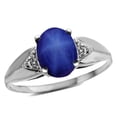 thumbnail image 1 of Star K � Oval 9x7 Created Star Sapphire trillion miracle setting wide band Ring, 1 of 9