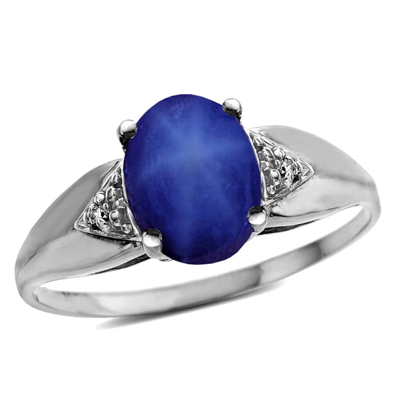 Star K � Oval 9x7 Created Star Sapphire trillion miracle setting wide band Ring