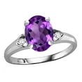 thumbnail image 1 of Star K� Oval 9x7 Genuine Amethyst Three 3 Stone Heart Engagement Promise Wedding Ring, 1 of 8