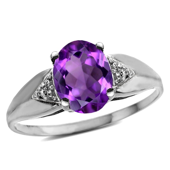 Star K � Oval 9x7 Genuine Amethyst trillion miracle setting wide band Ring