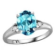 thumbnail image 1 of Star K� Oval 9x7 Genuine Blue Topaz Three 3 Stone Heart Engagement Promise Wedding Ring, 1 of 8