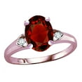 thumbnail image 1 of Star K� Oval 9x7 Genuine Garnet Three 3 Stone Heart Engagement Promise Wedding Ring, 1 of 8