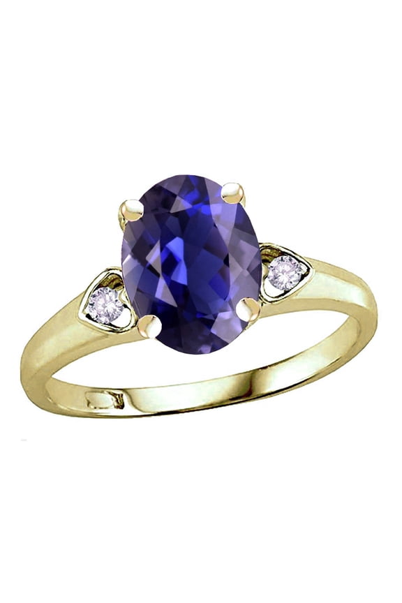 � Oval 9x7 Genuine Iolite Three 3 Stone Heart Engagement Promise Wedding Ring