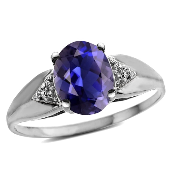 Star K � Oval 9x7 Genuine Iolite trillion miracle setting wide band Ring