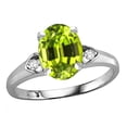 thumbnail image 1 of Star K� Oval 9x7 Genuine Peridot Three 3 Stone Heart Engagement Promise Wedding Ring, 1 of 8