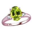 thumbnail image 1 of Star K� Oval 9x7 Genuine Peridot Three 3 Stone Heart Engagement Promise Wedding Ring, 1 of 8