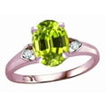 thumbnail image 1 of Star K� Oval 9x7 Genuine Peridot Three 3 Stone Heart Engagement Promise Wedding Ring, 1 of 8