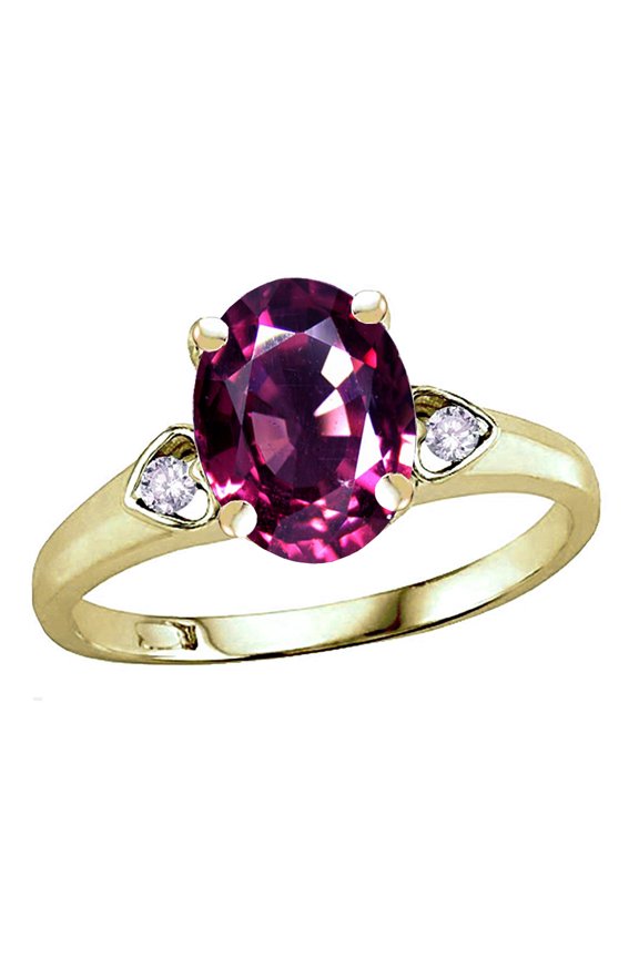 � Oval 9x7 Genuine Rhodolite Three 3 Stone Heart Engagement Promise Wedding Ring